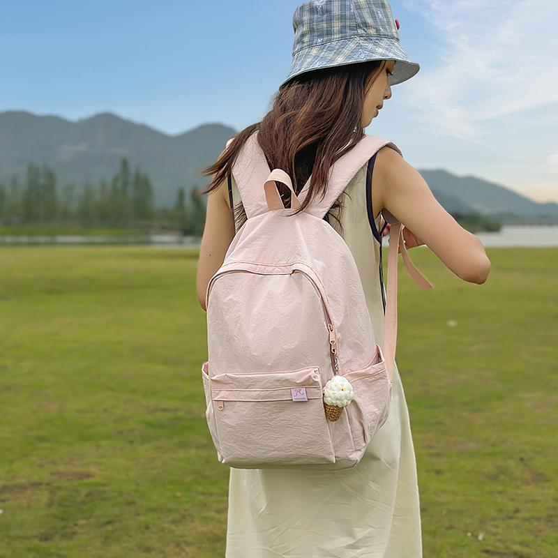 Solid Color Student Schoolbag Women's Large Capacity Backpack Men's Travel Backpack