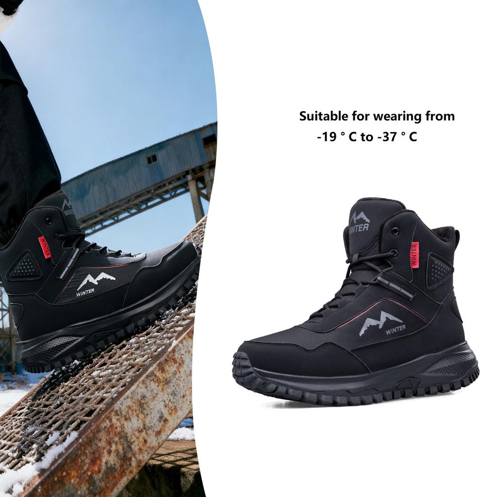 Botas de Neve Masculinas de Cano Alto com Plus Veludo Quente, Botas Impermeáveis e Antiderrapantes de Inverno Um Presente para Marido e Pai