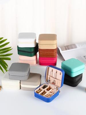 PU Leather Jewelry Mini Storage Box Travel Home Bracelet Earrings Storage Display Case For Women Ring Jewelry Portable Organizer