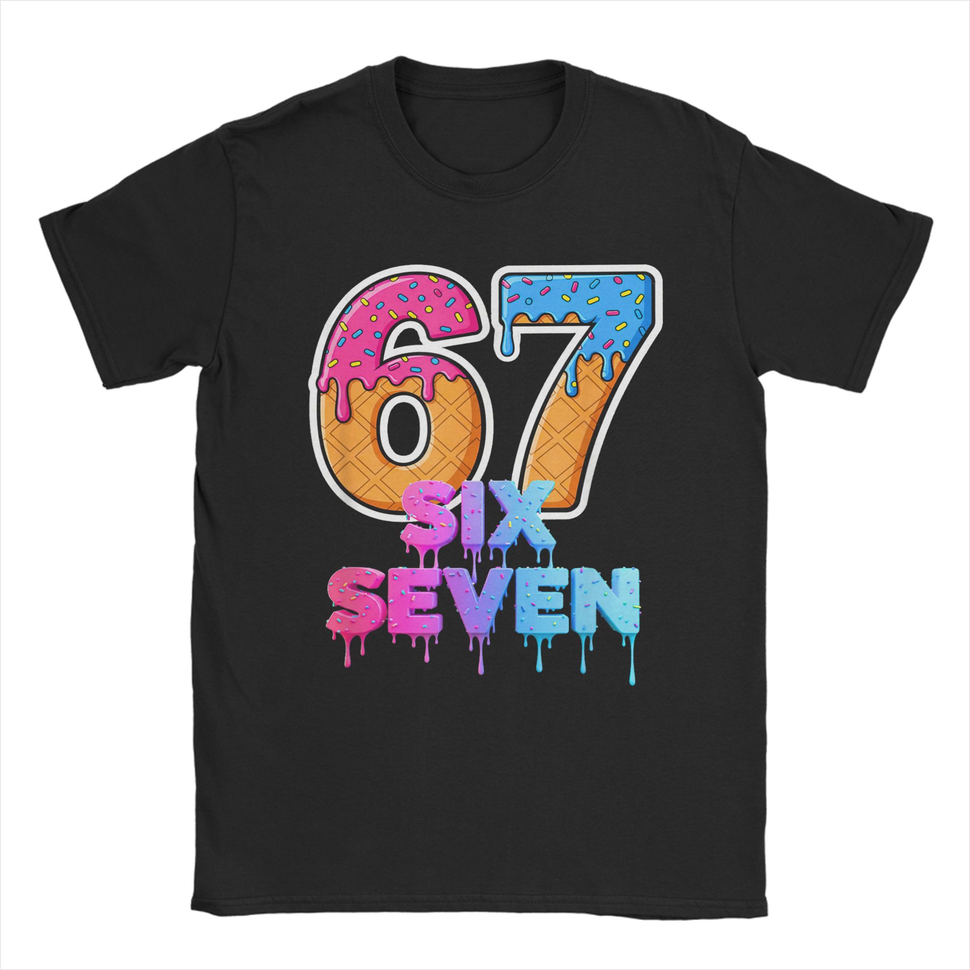 

Humorous Six Seven Ice Cream Drip Gen Alpha Slang 6 7 Trending Meme T-Shirts Men Cotton T Shirts Short Sleeve Tee Shirt Summer L