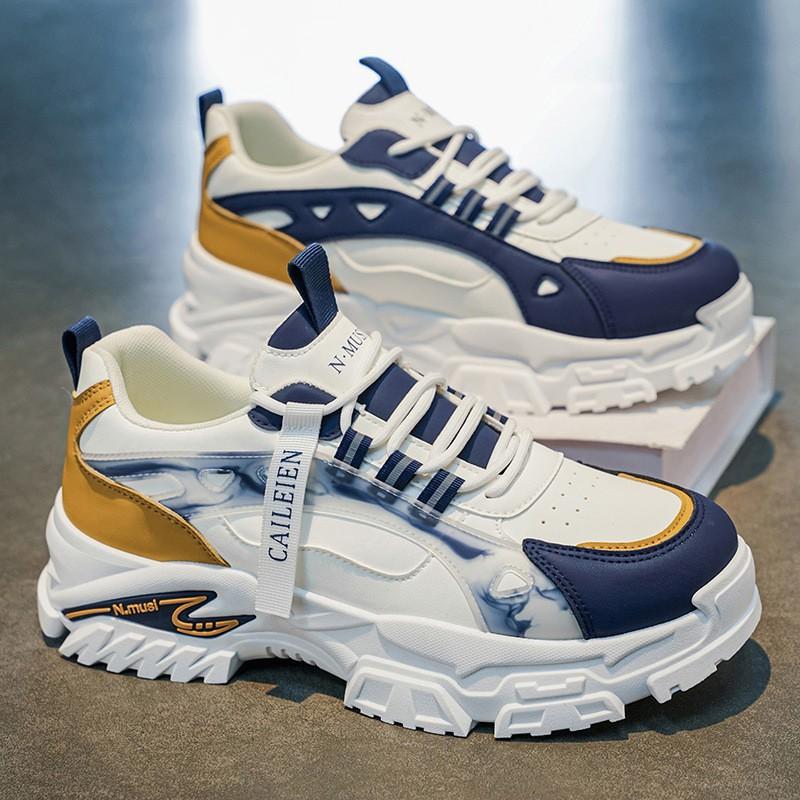 

Men s Shoes New Breathable Leather Sneaker Trend All-matching Thick Sole Height-increasing Casual Running 39
