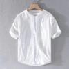 Men's Summer Loose Fit Basic Cotton-Linen Short Sleeve Shirt