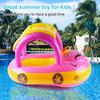 1pc Inflatable Baby Pool Seat Float with Canopy Sun Shade Swim Ring Water Seat Lounge Float with Steering Wheel Handles