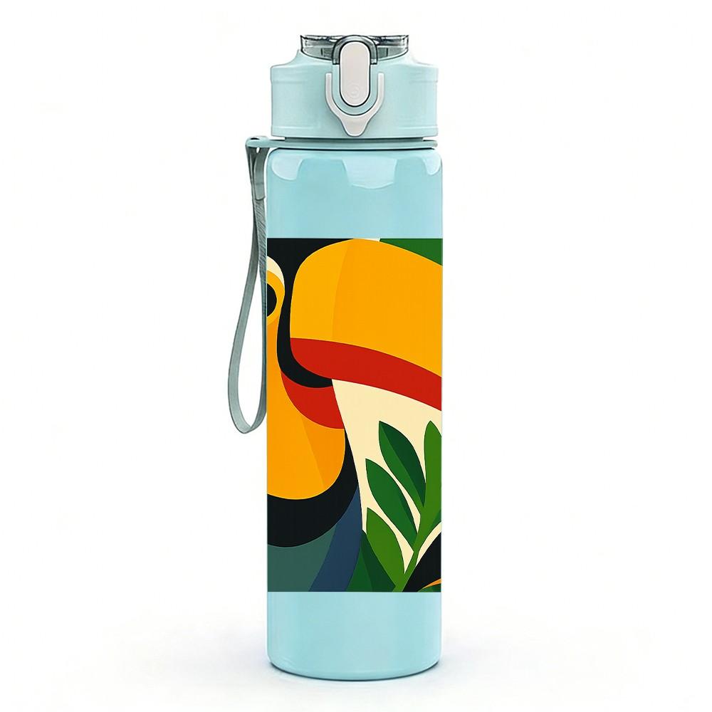 1PC Cartoon Cat Breed Collage 750ml Color Plastic Sports Water Bottle Leakproof Flip Straw Lid Suitable for Sports Office Home Use