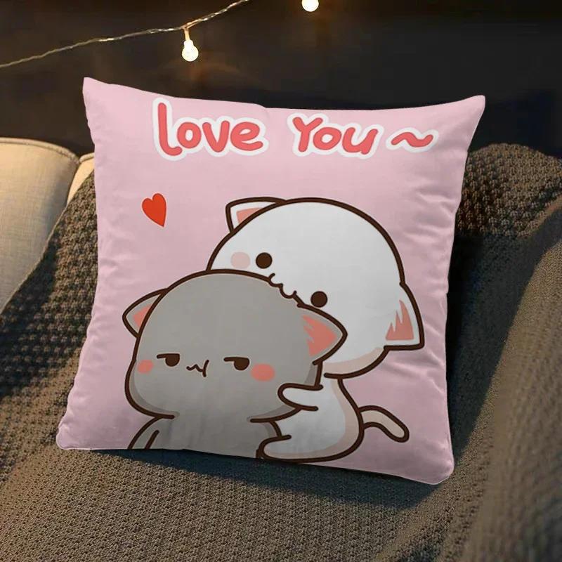 Dakimakura Mochi Peach Cat Soft Cushion Cartoon Pattern Cover 45x45 for Bed Sofa Car Home Decor Decorative Pillowcase Anime