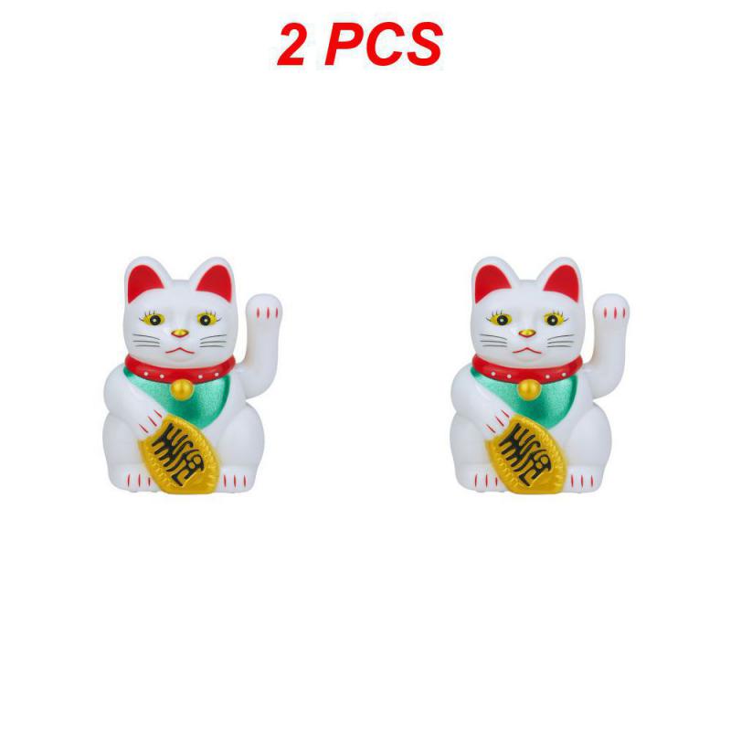 1/2PCS Lucky Cat Decoration Mini Solar Automatic Waving Fortune Figurine Cat Car Decoration Statue Home Desktop Auto Interior