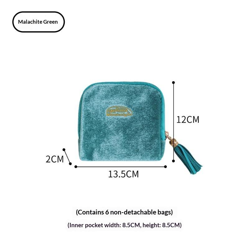 Sac à Bijoux en Velours Luxueux Portable de Voyage Multi-Couches Bracelet Boucle d'Oreille Collier Sac à Main Doux Personnalisable Cadeau de Mariage 1 Pièce