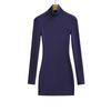 Elegant High-Neck Faux Cashmere Long-Sleeve Dress for Women, Autumn/Winter, Slimming Stretchy Fit, Short Plush Skirt