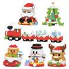 DIY Christmas Tree Elk Deer Santa Claus Train Decorations Architecture Socks Street View Xmas Snow House Building Block Kit Toy