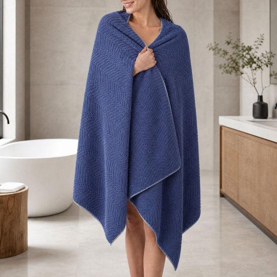 Coral Velvet Bath Towel Highly Absorbent Stylish Striped Design Thick Plush