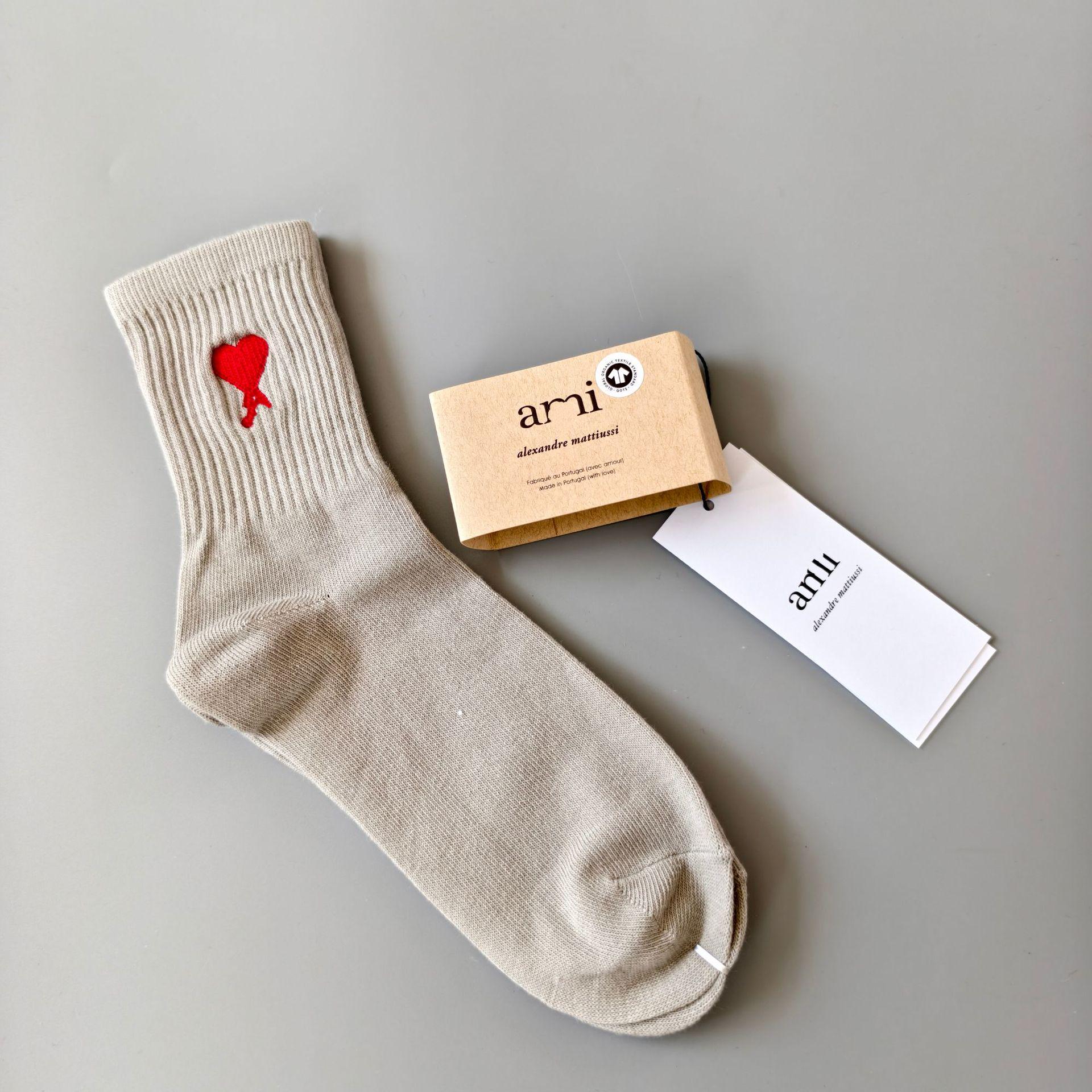 

Japanese Heart Embroidery Mid-Calf Sports Socks for Women - Casual Black, White, Grey Fashion Socks One Size
