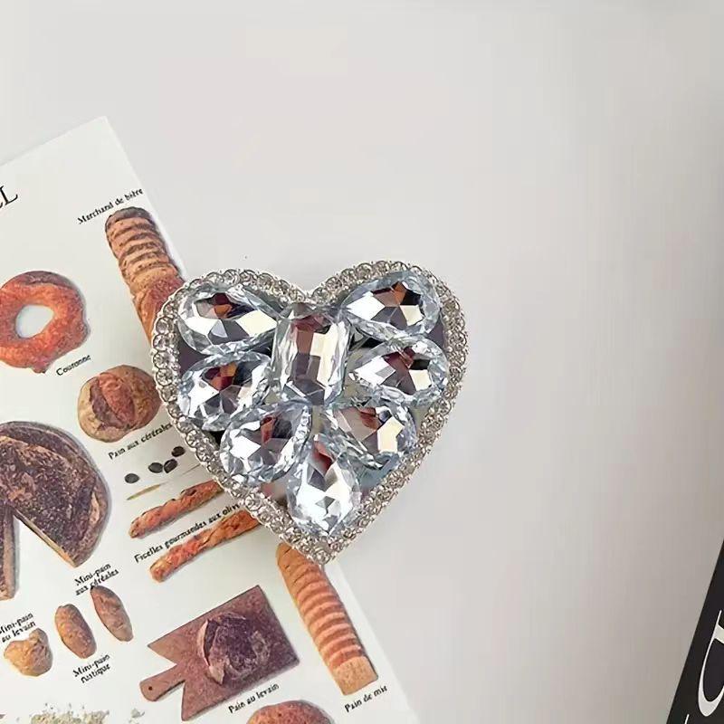 Elegant Heart-Shaped Diamond-Inlaid Foldable Desktop Stand for Binge-Watching