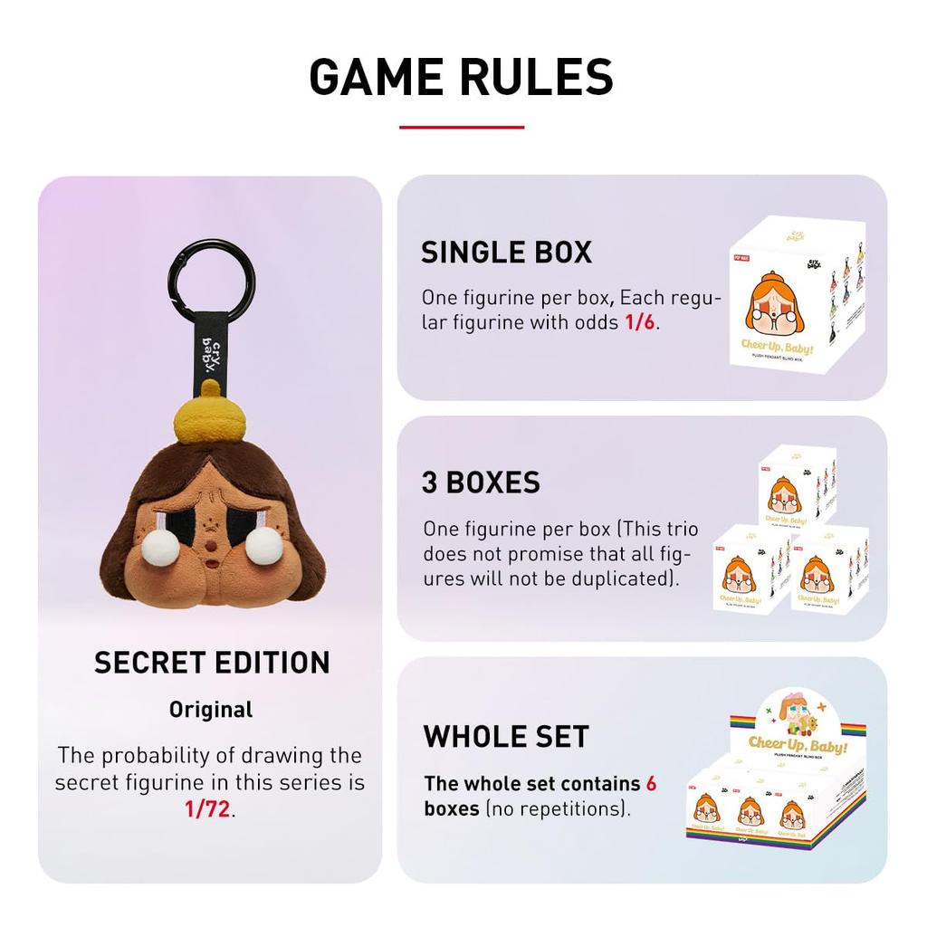 POPMART CRYBABY CHEER UP, BABY! Series Plush Pendants (3-Piece Set) PopMart Gachapon Blind Box Figures Plastic Model Premium Toys Soft Vinyl Original