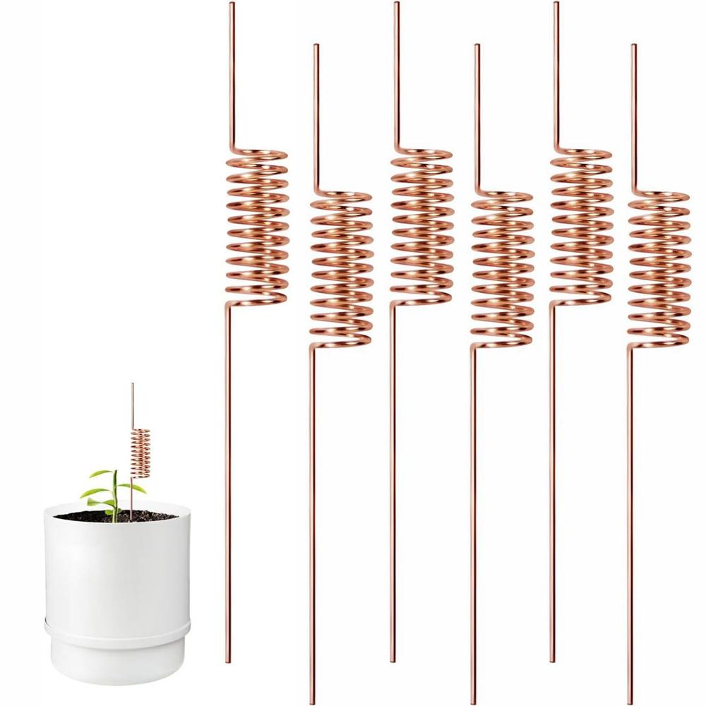 6pcs Electroculture Plant Stakes Garden Plant FLower Supports For Improve Growth Spiral Copper Antenna Plant Stakes Garden Tools