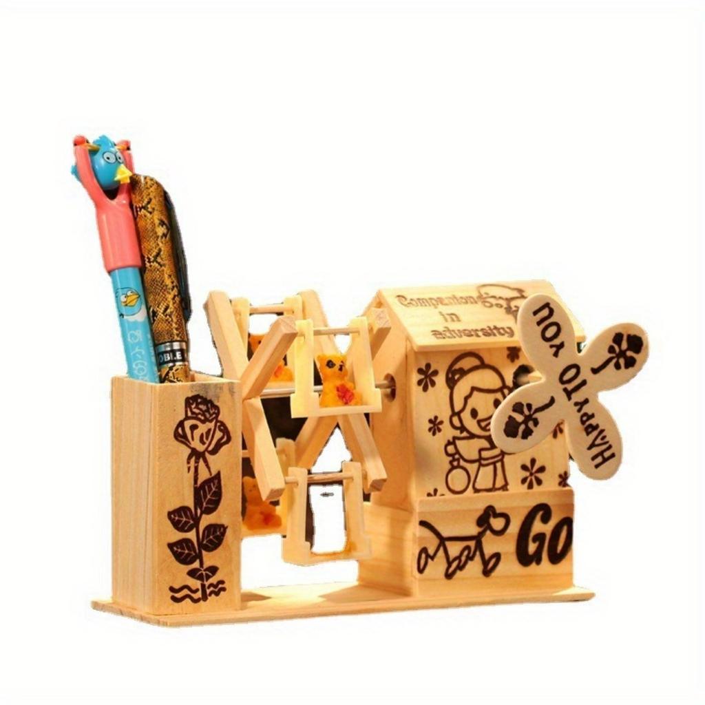 Müzik Kutusu Yel Değirmeni Karikatür Müzik Hediye Öğrenci Ahşap El Sanatları Ayı Dönme Dolap Zorluklarda Arkadaş