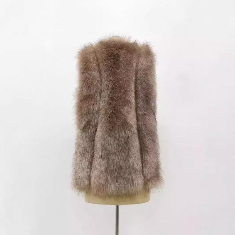 Gilet en fourrure pour femme, nouveau vêtement d'automne et d'hiver, vêtement d'extérieur, tempérament, fourrure artificielle, imitation poils de renard, veste chaude
