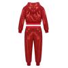 Kinder Jungen Mädchen Glitzernde Pailletten Langarm Hip Hop Jazz Street Dance Kostüme Langarm Kapuzenjacke Hosen Set