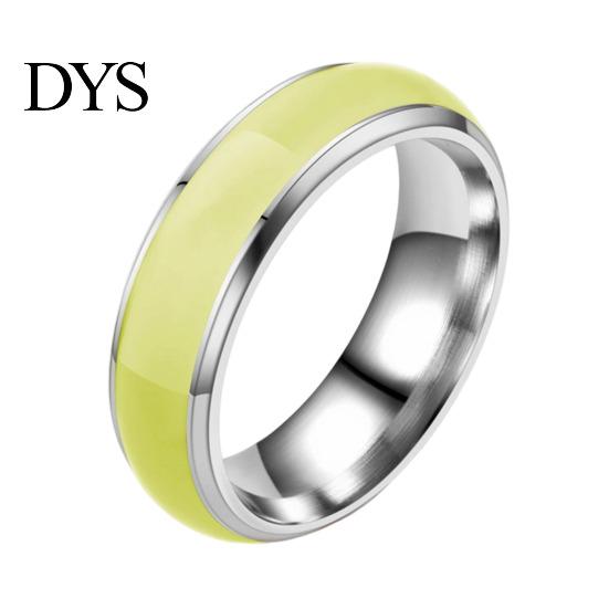Modern Finger Decoration Luminous Ring for Couples, 6mm Stainless Steel Hypoallergenic with Versatile Decorative Resin Bands Colorful Inlay,
