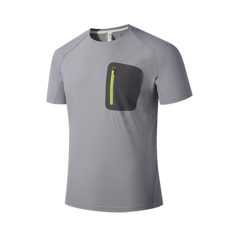 

Men s Summer Ice-Feeling Quick-Dry Outdoor Sports T-Shirt: Loose, High-Stretch, Round Neck, Short Sleeve, Plus Size. 4XL сірий колір