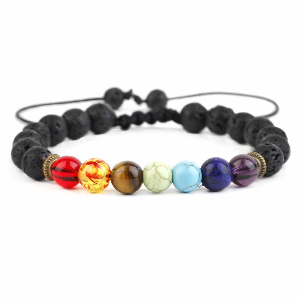 Lapis Lazuli  Tiger Eye Seven Stones Adjustable Yoga Bracelet