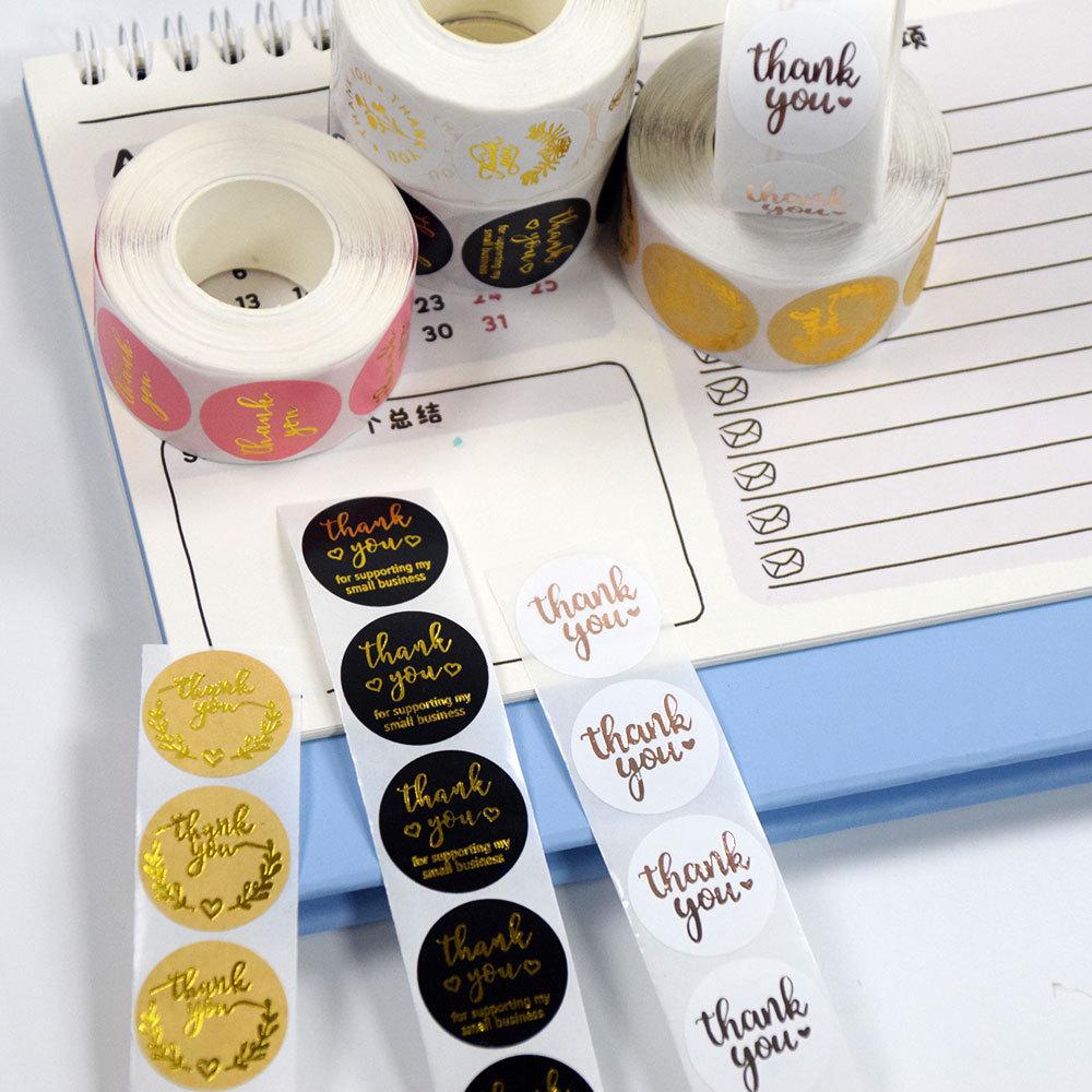 Gold Foil Stamped Colored Kraft Paper Labels for Takeaway & Baking Packaging