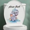 1pc Contemporary Style Cartoon Elephant Wall Sticker, PVC "Please Flush" Toilet Decor, Self-Adhesive Bathroom Decal,Animal Theme