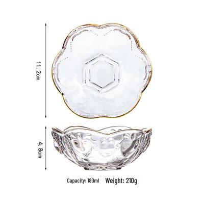 ZISIZ Cherry Blossom Gold-Rimmed Glass Dessert Bowls (Set of 2)
