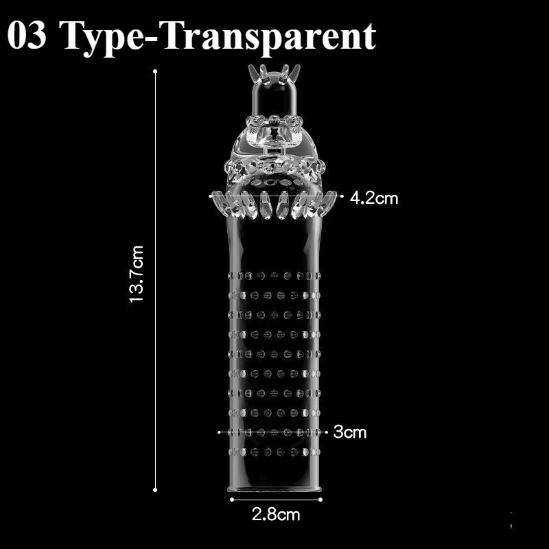 Penis Covers Extender Men's Wolf Teeth Condoms Crystal Penis Sleeve Condoms Cock Ring Adult Sex Toy For Adult Sex Male Lasting