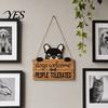 Clear Print Welcome Sign Cat Shaped Sign, Durable Wooden, Waterproof Moisture-Proof Hanging for Front Door Rustic Farmhouse Porch Decoration