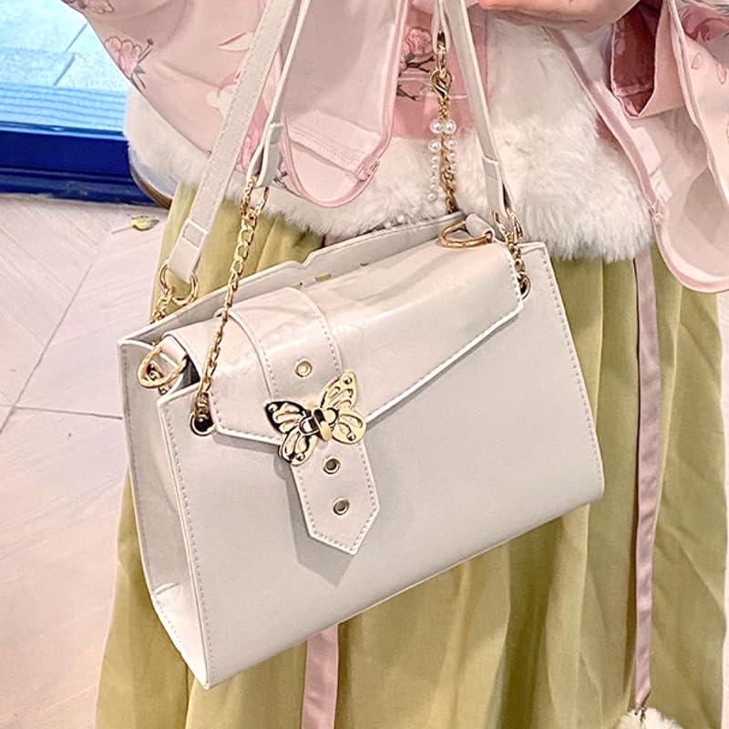 [Ugou Xiaopu] Ita Bag with Butterfly Decoration, Cream [Parallel Import]