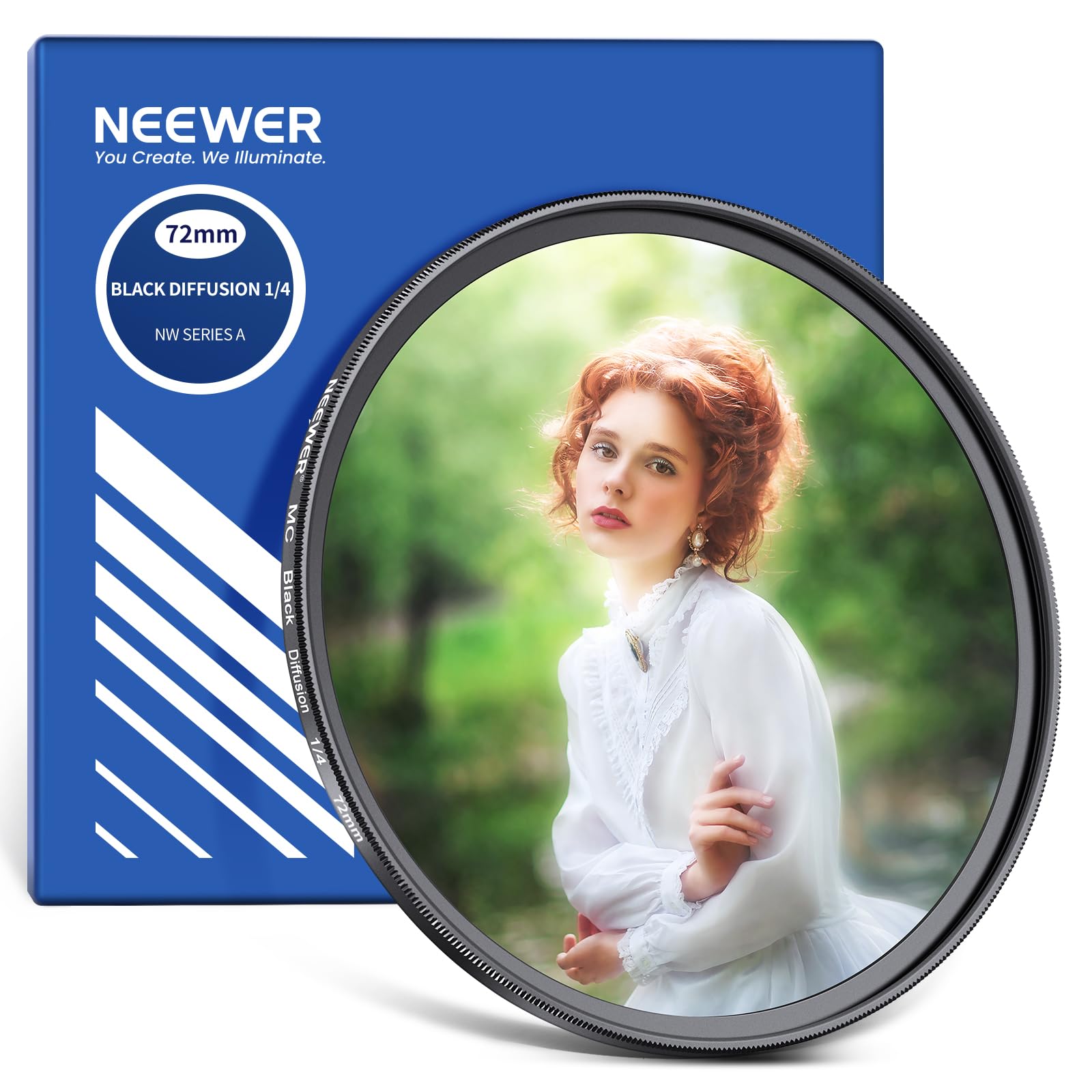 

NEEWER 72mm Black Diffusion Filter with Cinematic Cleaning Cloth HD Optical Multiple Nano for and Photography 1/4 Effect, Included, Ultra-Thin,