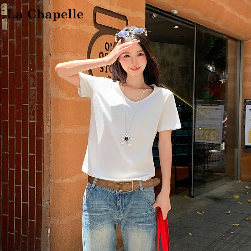 La Chapelle Women s Snowflake Cotton V-Neck Short Sleeve T-Shirt L