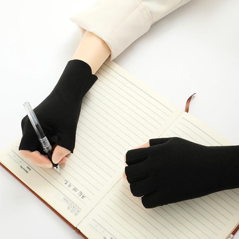 Fleece Gloves, Half-finger German Fleece Fabric, Increased Elasticity, Riding, Driving, Autumn and Winter, Extended Wrist Protection for Men and Women