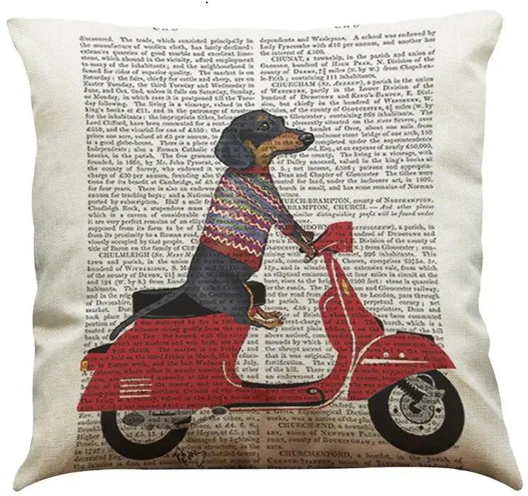 Cartoon Hundemattenbezug Dackelmuster Leinen Kissenbezug Auto Schlafzimmer Sofa Kinderzimmer Dekokissenbezug 45*45cm