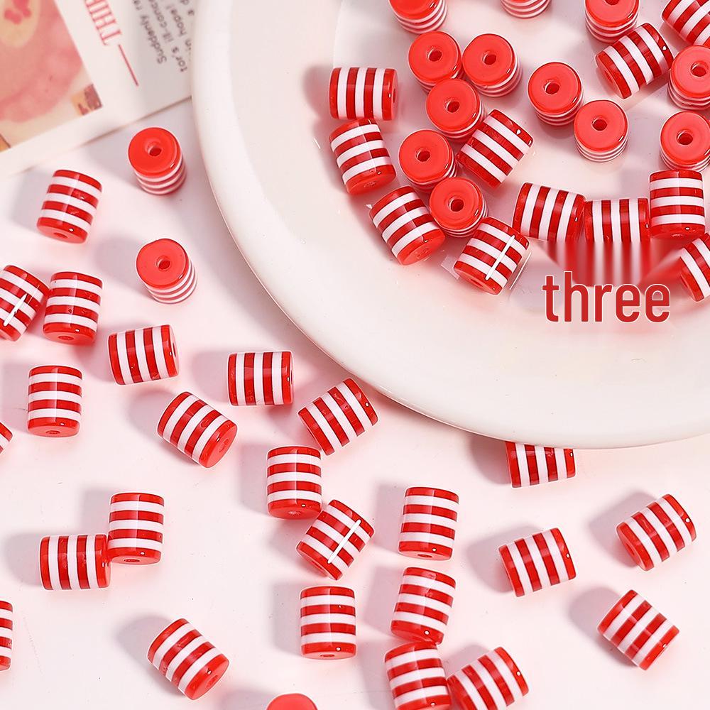 Rainbow Stripe Resin Beads - Macaron Color Blocking DIY Bracelet & Phone Strap Accessories
