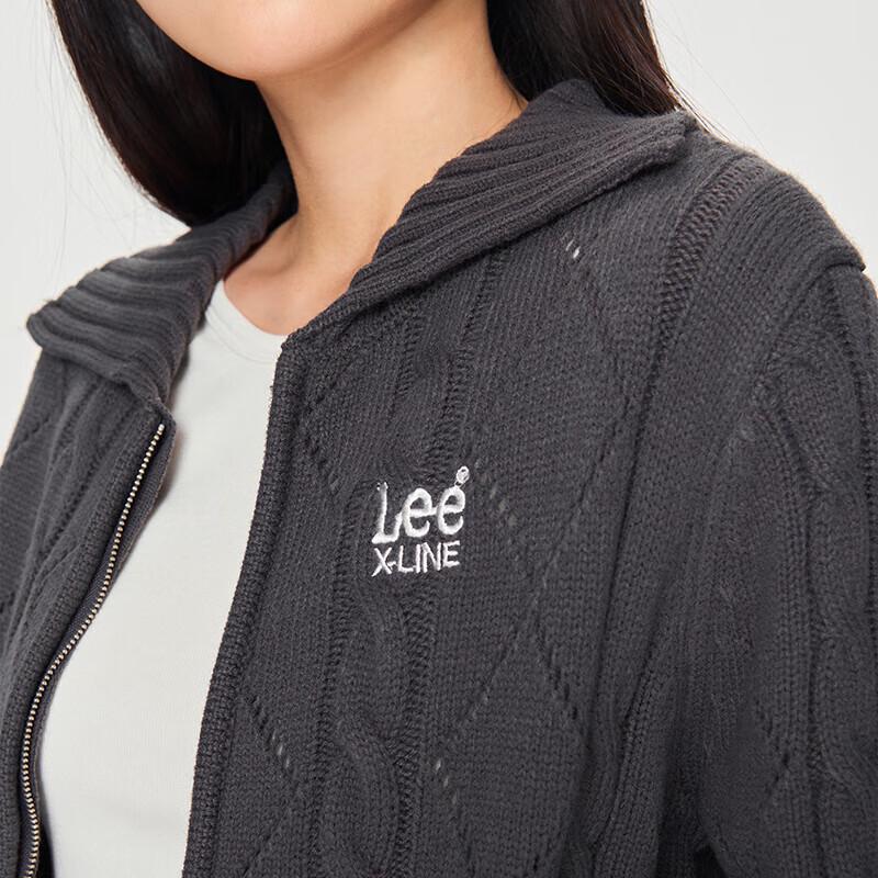 Lee Women's Relaxed Fit Double Zipper Cable Knit Sweater