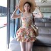 French Beautiful Floral Princess Short Skirt Summer New Bud Skirt Dress