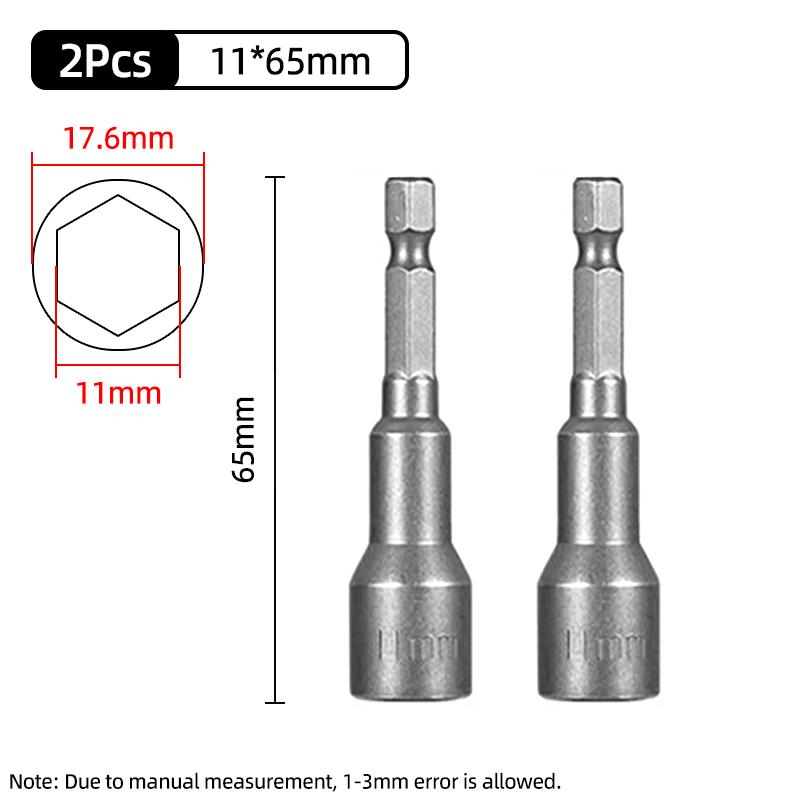 1PC Hex Socket Sleeve Nozzles Strong Magnetic Nut Driver Set Drill Bit Adapter Wind Approved Sleeve Electric 6 8 10 13 17 19MM