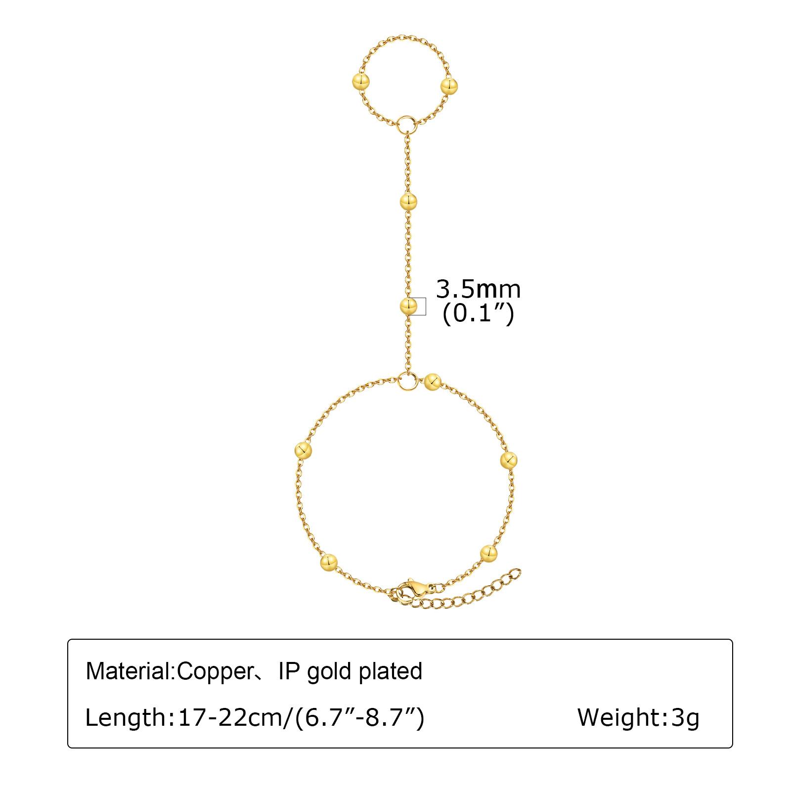 

CZ Charms Chain Bracelet with Finger Ring, Fashion Wrist Jewelry for Women Gift, Cubic Zirconia Pearls Beaded Minimalist Jewelry