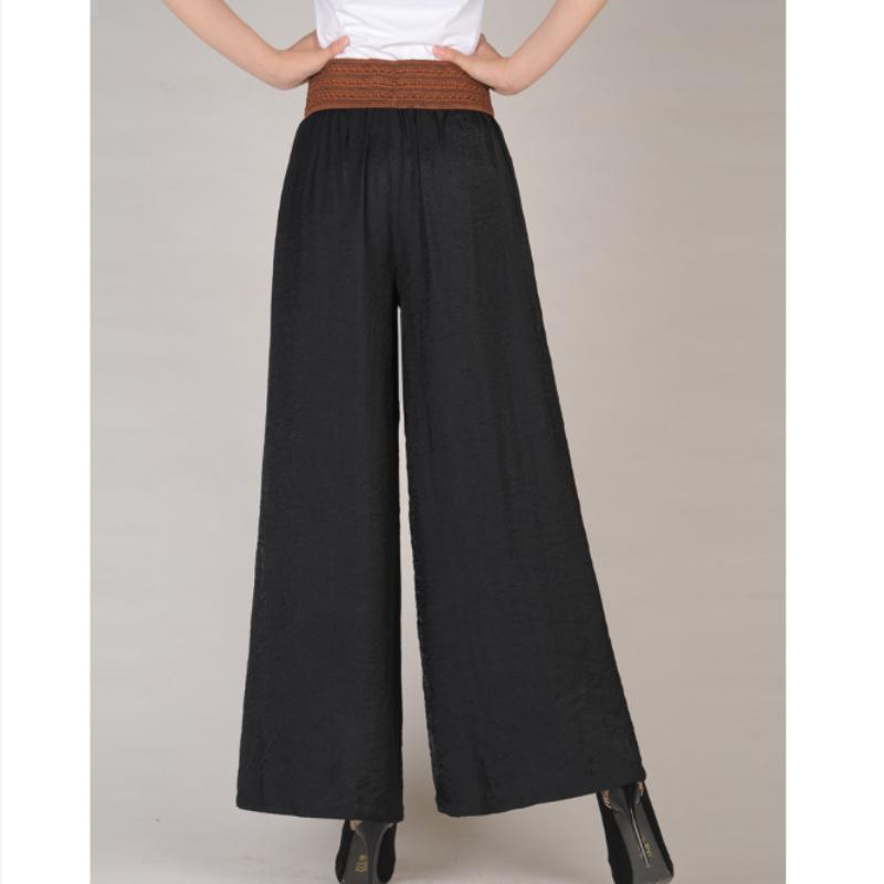 Women's Cotton and Linen Wide Leg Trousers Vintage High Waist Belt Causal Bandage Women's Pants Casual Large Size Pantalon Femme