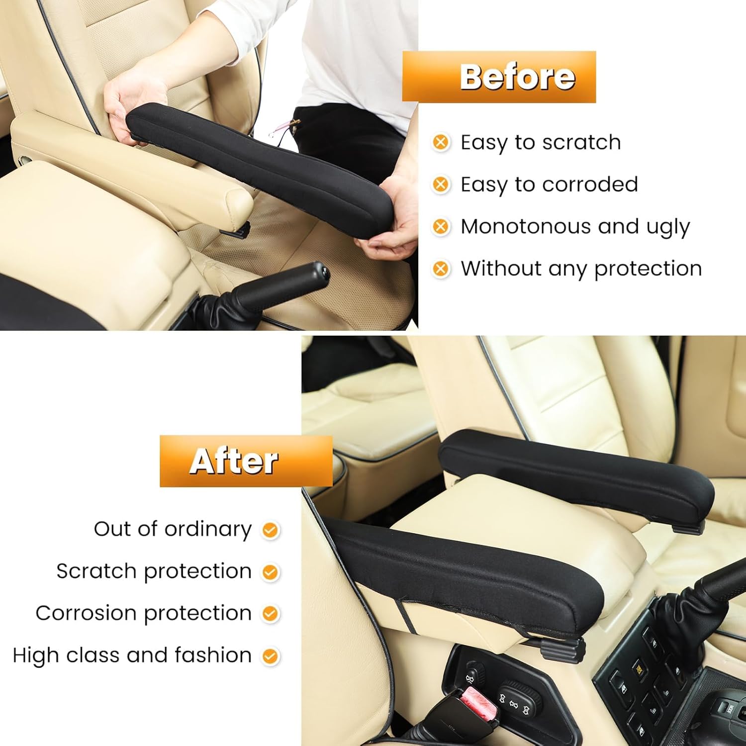 

Car Seat Armrest Cover Compatible with Land Rover Discovery 2 Interior Accessories 1998-2004, Replacement Car Front Seat Armrest Cover