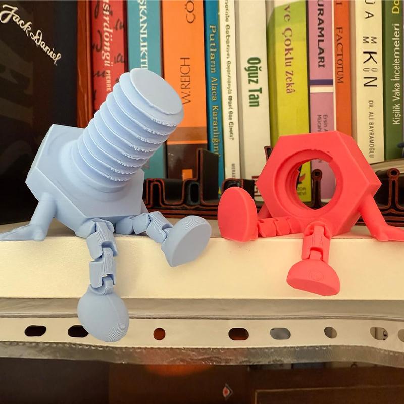 3D Printing Movable Joint Bolts & Nuts Set Quirky Romance Couple Gift Playful Mechanical Ornament Decor for Home Office