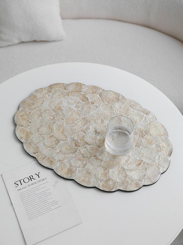 Luxury French Shell Coaster Set Heat Resistant Table Mat Creative Flower Edge Decor Tray