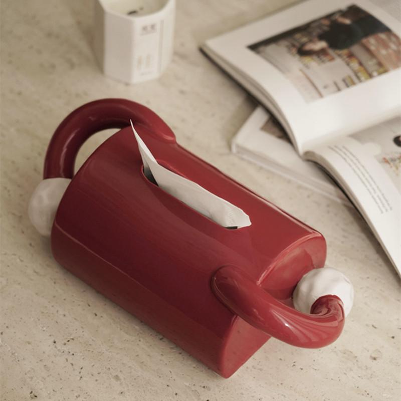 Abstrakte Keramik Taschentuchbox Desktop Taschentuch Aufbewahrungsbox Küche Servietten Taschentuchhalter Moderner Stil Heimdekorationszubehör