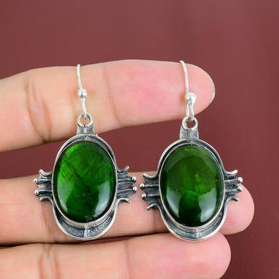 Groen Vuur Labradoriet Oorbel Edelsteen Oorbellen 925 Sterling Zilver Oorbel Handgemaakte Sieraden Cadeau Voor Haar Hangende Oorbel Geboortesteen Sieraden