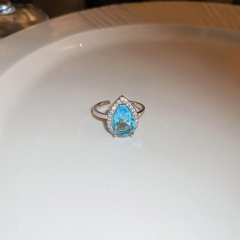 Zircon love open ring light luxury high sense index finger ring personality niche Internet celebrity ring fashion jewelry
