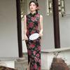 Long Sleeveless Black Cheongsam Dress 2026 Retro Style High-End Modern Chinese Inspired Gown Women