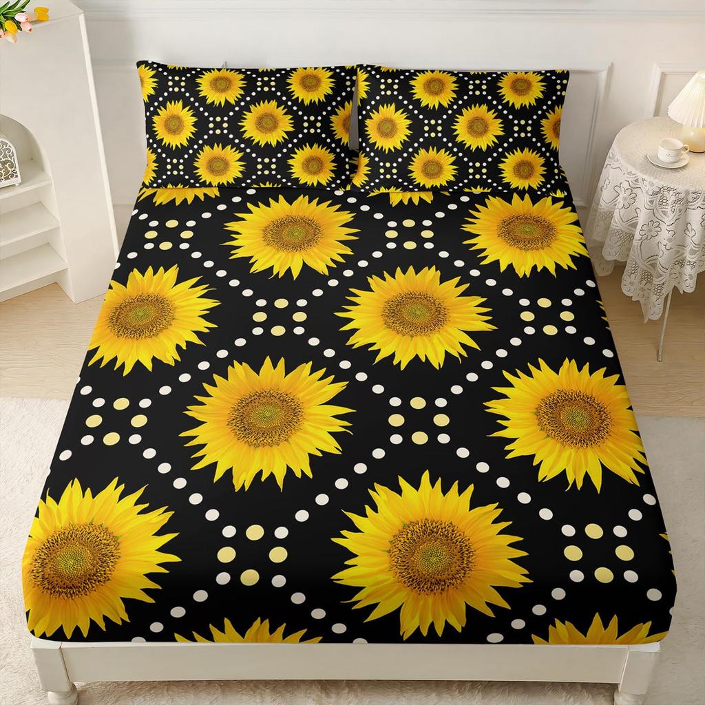 Animal Cat Pattern Mattress Three-Piece Digital Printing Mattress Bedding Set Adult Children