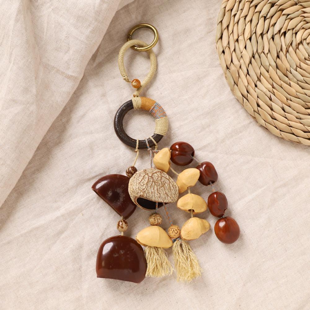 Handmade Natural Fruit Shell Bag Keychain Personality Multifunctional Usage Fruit Shell Wind Chime Ornament Bag Accessories