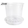 Breathable Plant Pots for Rootlets Clear Plastic Orchid Pot with Saucer, Repotting Supplies Drainage Holes, Ventilated Flower Rose, Phalaenopsis,